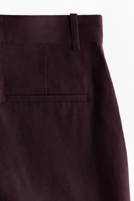 Short chic en lin mélangé - Violet prune foncé — photo 3
