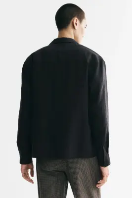 Chemise Relaxed Fit avec col cubain - Noir — photo 3