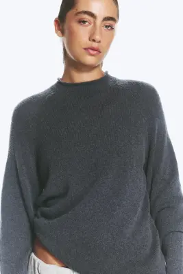 Pull ample en laine mélangée - Gris foncé — photo 2