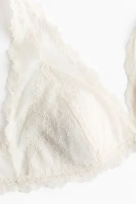 Soutien-gorge souple et paddé en dentelle - Crème — photo 4