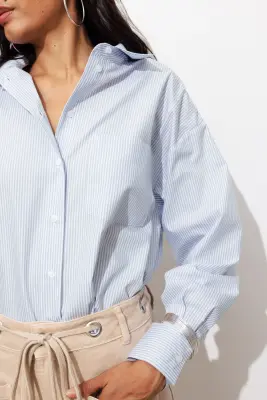 Chemise oversize rayée Femme — photo 5