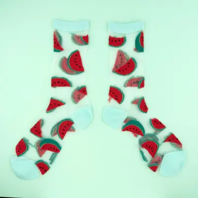 Chaussettes transparentes Pastèque Coucou Suzette — photo 1