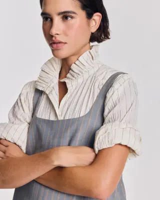 Robe Coralie rayures gris et beige — photo 3