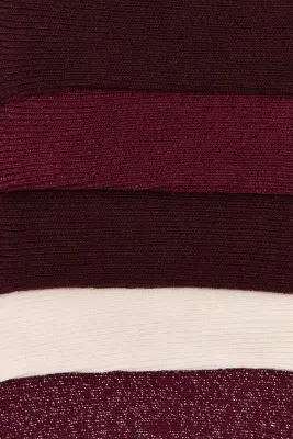 Lot de 5 paires de chaussettes en maille côtelée - Bordeaux/crème — photo 2