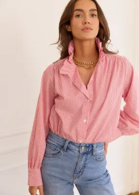 Chemise Assia - Rayé Rouge Blanc — photo 3