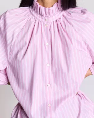 Chemise Camille rayures rose et écru — photo 5