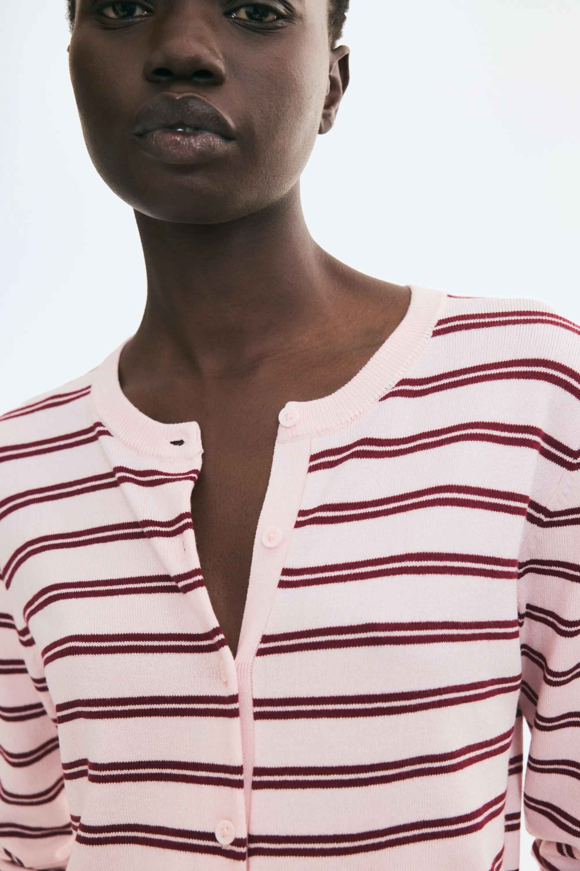Gilet en maille de viscose mélangée - Rose clair/rayé