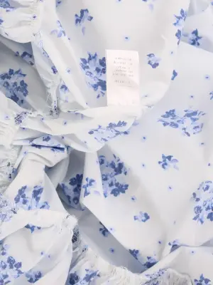 Robe longue en coton blanc fleuri bleu Prix boutique 725€ Taille XS — photo 4