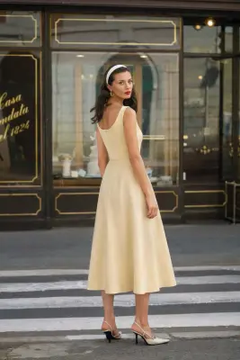 Aura Midi Dress - Butter cream — photo 4