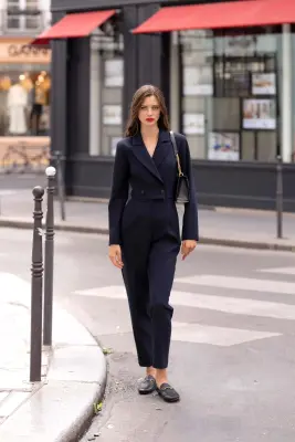 Everett Wool Jumpsuit - Navy — photo 2