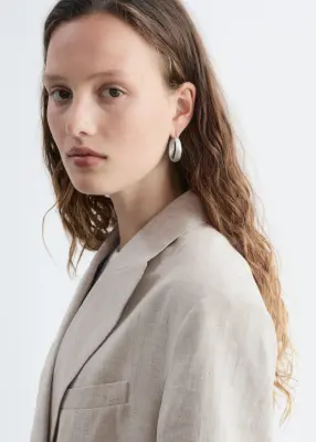 Blazer décontracté en lin et coton - Beige clair — photo 5