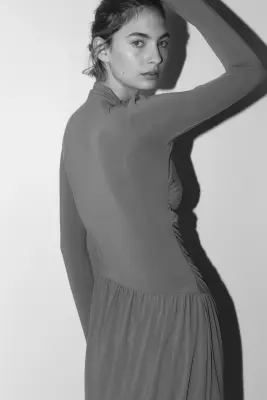 Draped jersey dress - Rose ancien foncé — photo 3