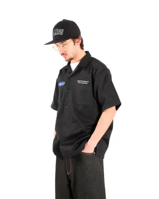 Embroided Short Sleeve Work Shirt Black — photo 3