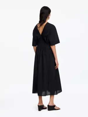Robe en voile de coton bordée de dentelle - Noir — photo 2