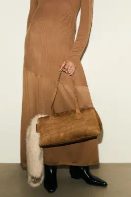 Robe en maille côtelée - Beige foncé — photo 1