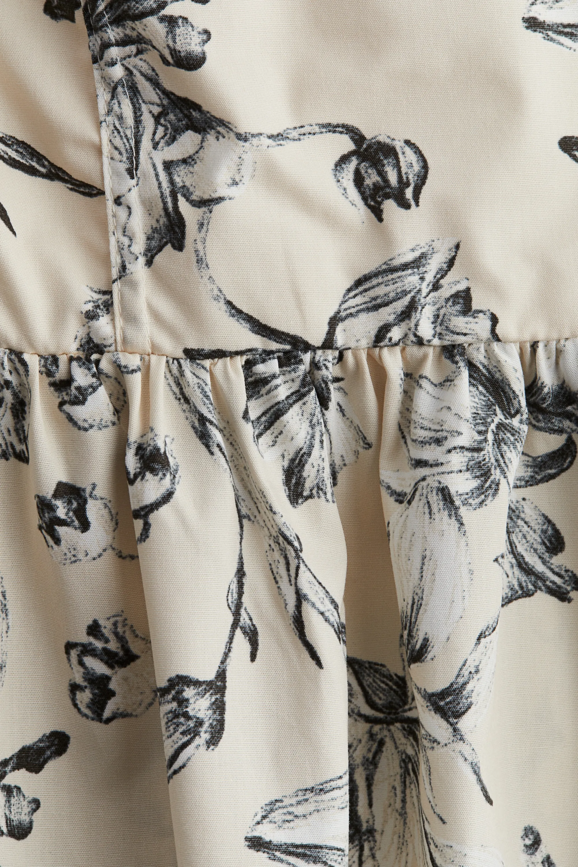 Robe bandeau en coton - Beige clair/fleuri