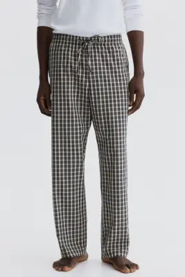 Pantalon Relaxed Fit en popeline - Gris/carreaux — photo 2