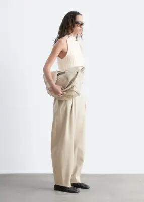 Pantalon barrel - Beige clair — photo 3