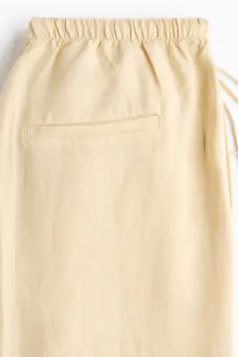 MAMA Pantalon à cordon en lin mélangé - Jaune clair — photo 5