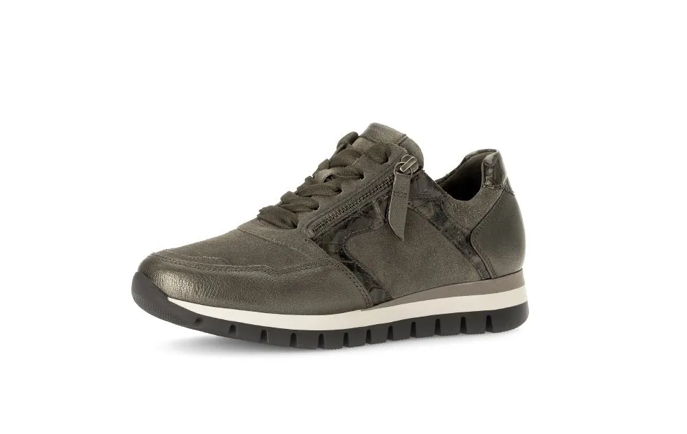 Baskets Gabor 56.438.40 Gris Foncé - Cuir Lacets Zip Grande Pointure Femme