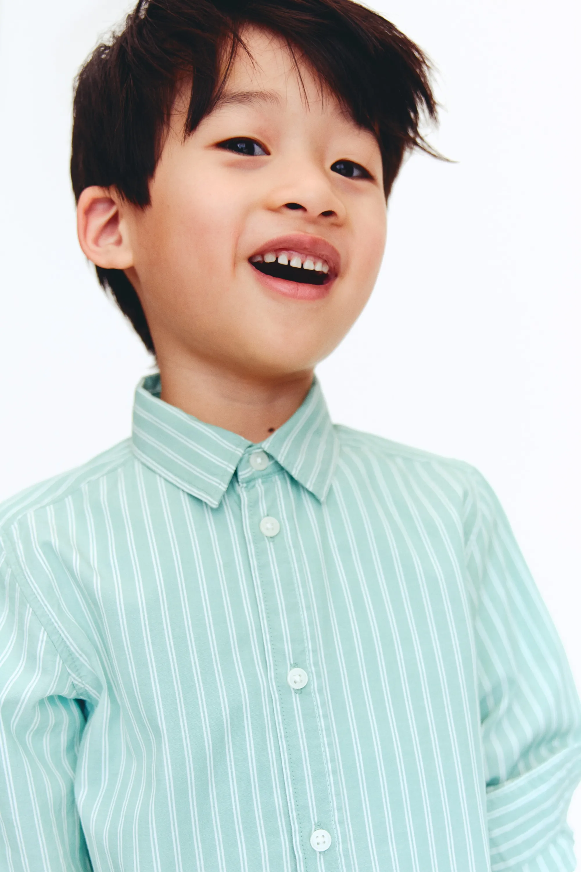 Chemise en coton - Turquoise/rayé