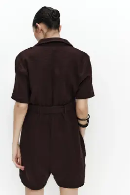 MAMA Combi-short en mousseline de coton - Marron foncé — photo 3