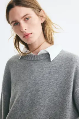 Pull en cachemire mélangé - Gris — photo 1