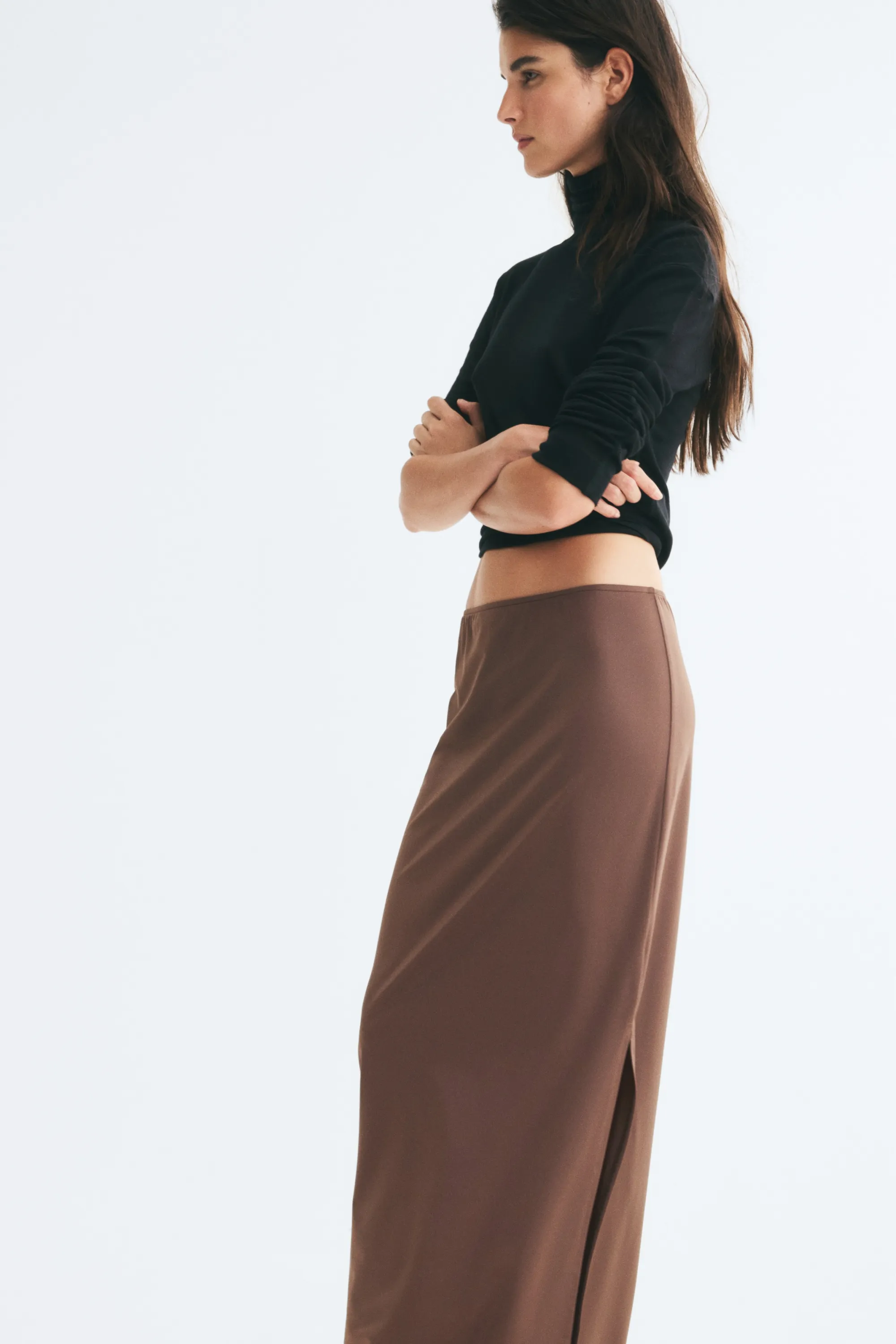 Jupe longue en jersey - Marron foncé