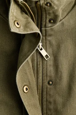 Veste en twill de coton avec ceinture - Vert kaki — photo 5