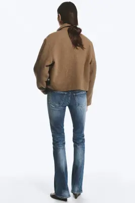 Veste zippée carrée courte - Marron doux — photo 4