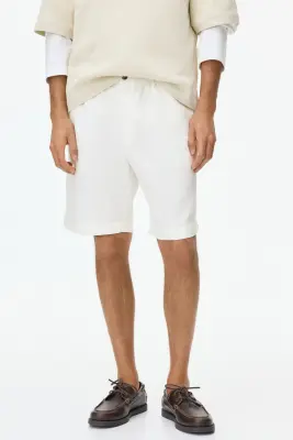 Short Relaxed Fit en lin mélangé - Blanc — photo 1