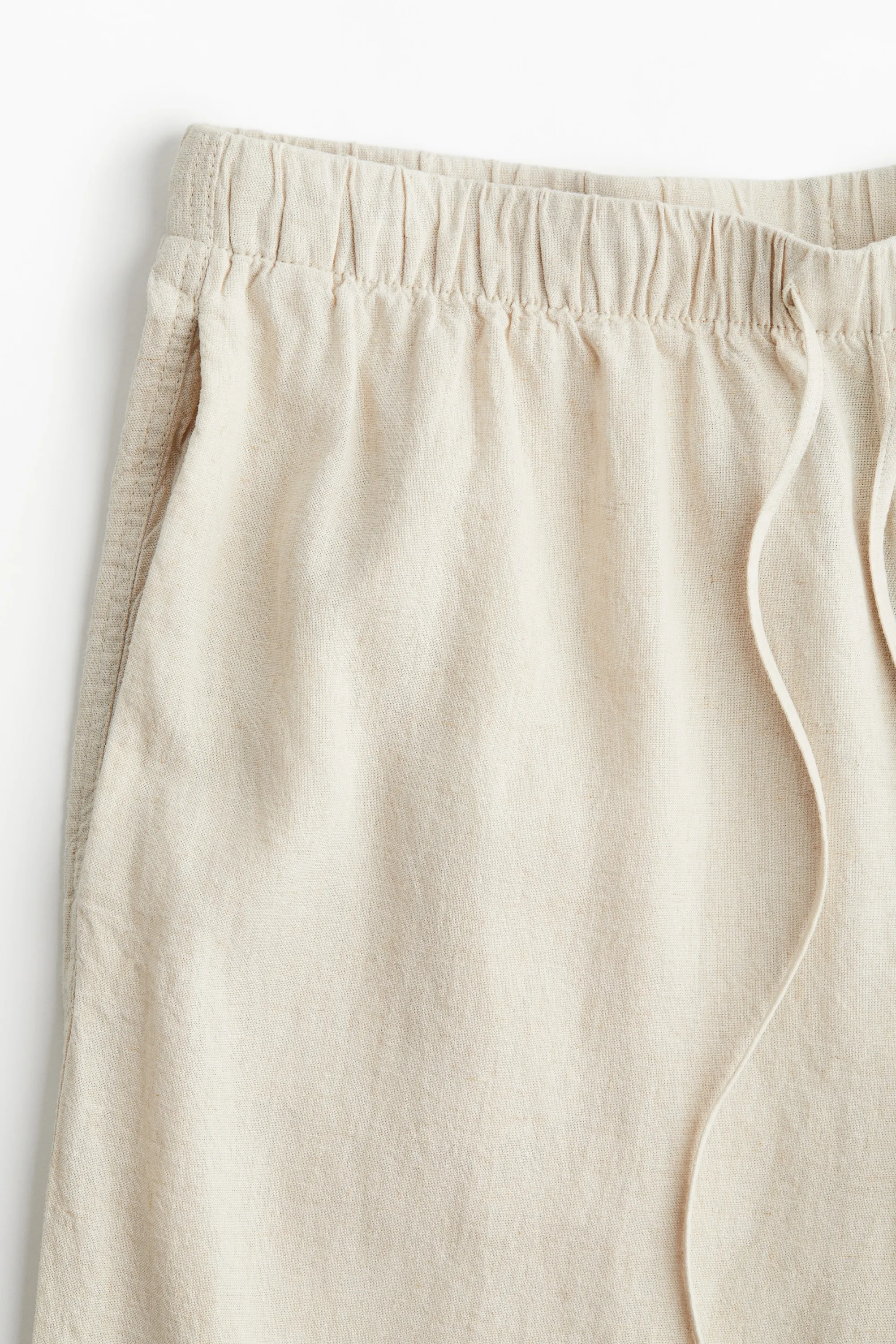 Pantalon large en lin mélangé - Beige clair