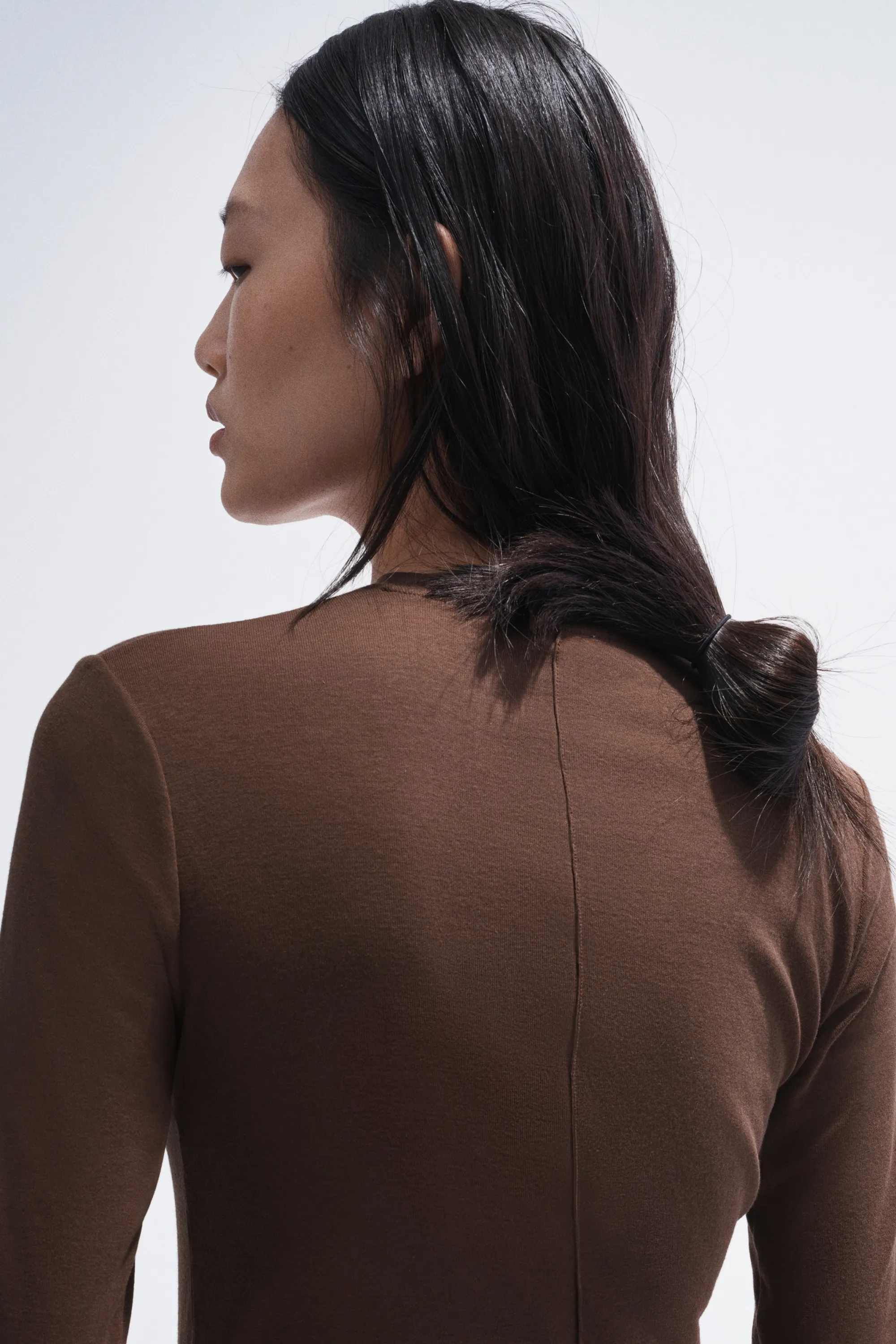 Top en coton pima - Marron foncé