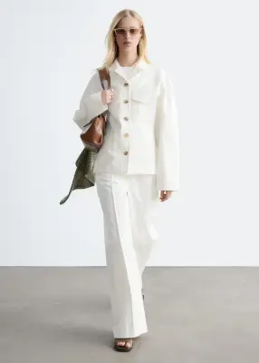 Veste habillée en sergé de coton - Blanc — photo 3