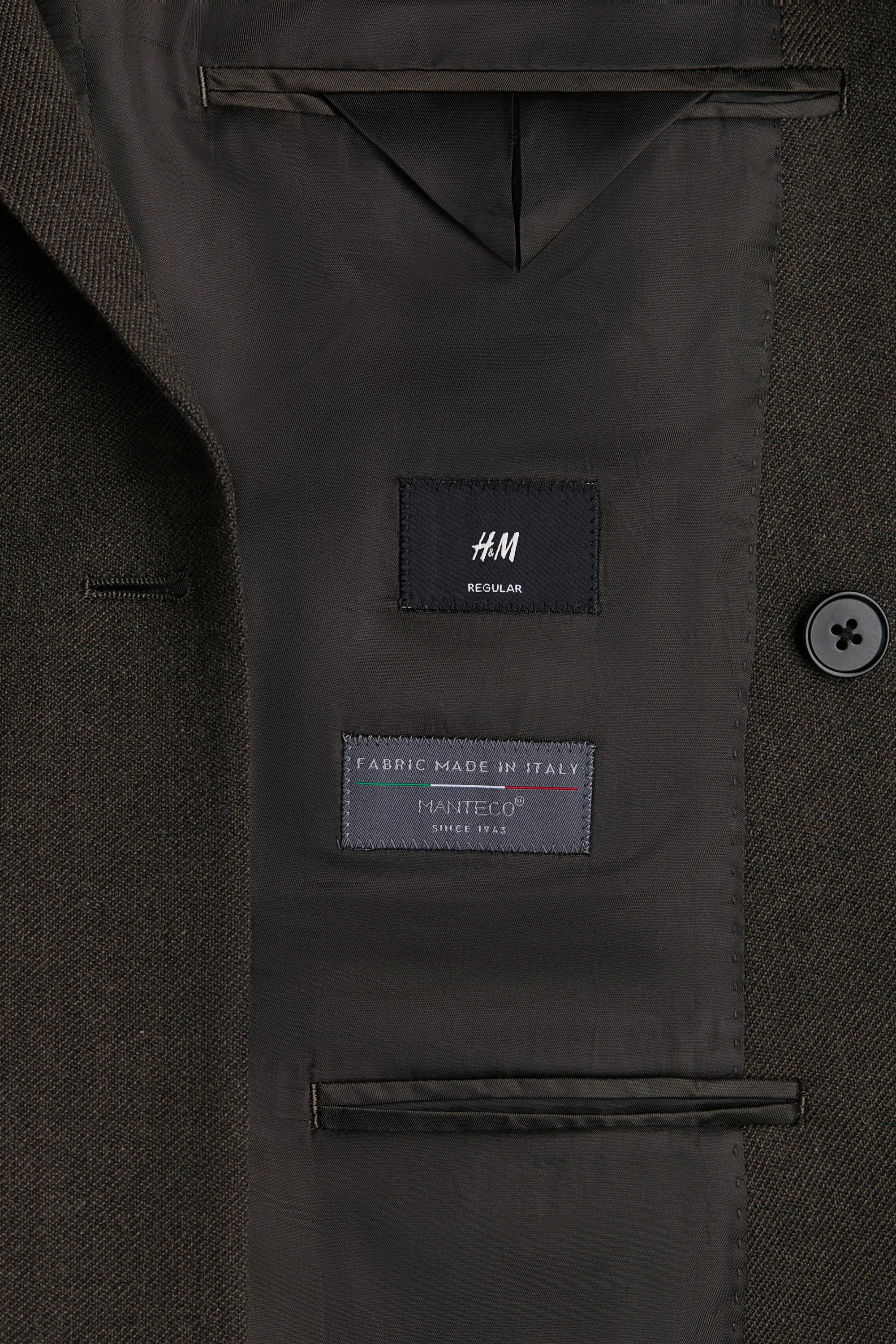 Veste croisée Regular Fit en laine mélangée - Vert kaki foncé