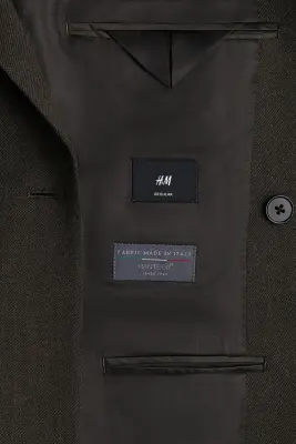 Veste croisée Regular Fit en laine mélangée - Vert kaki foncé — photo 1