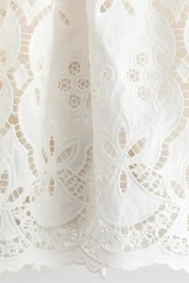 Jupe à cordon avec broderie anglaise - Blanc — photo 4