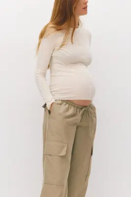 MAMA Pantalon cargo avec jambes ballon - Vert kaki clair — photo 2