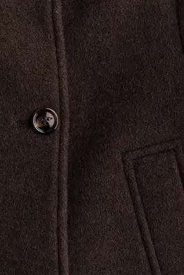 Veste à col entonnoir en laine mélangée - Marron foncé — photo 4