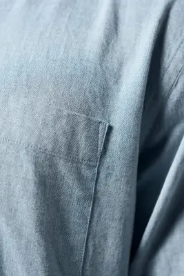La chemise coton lin - Bleu clair — photo 5