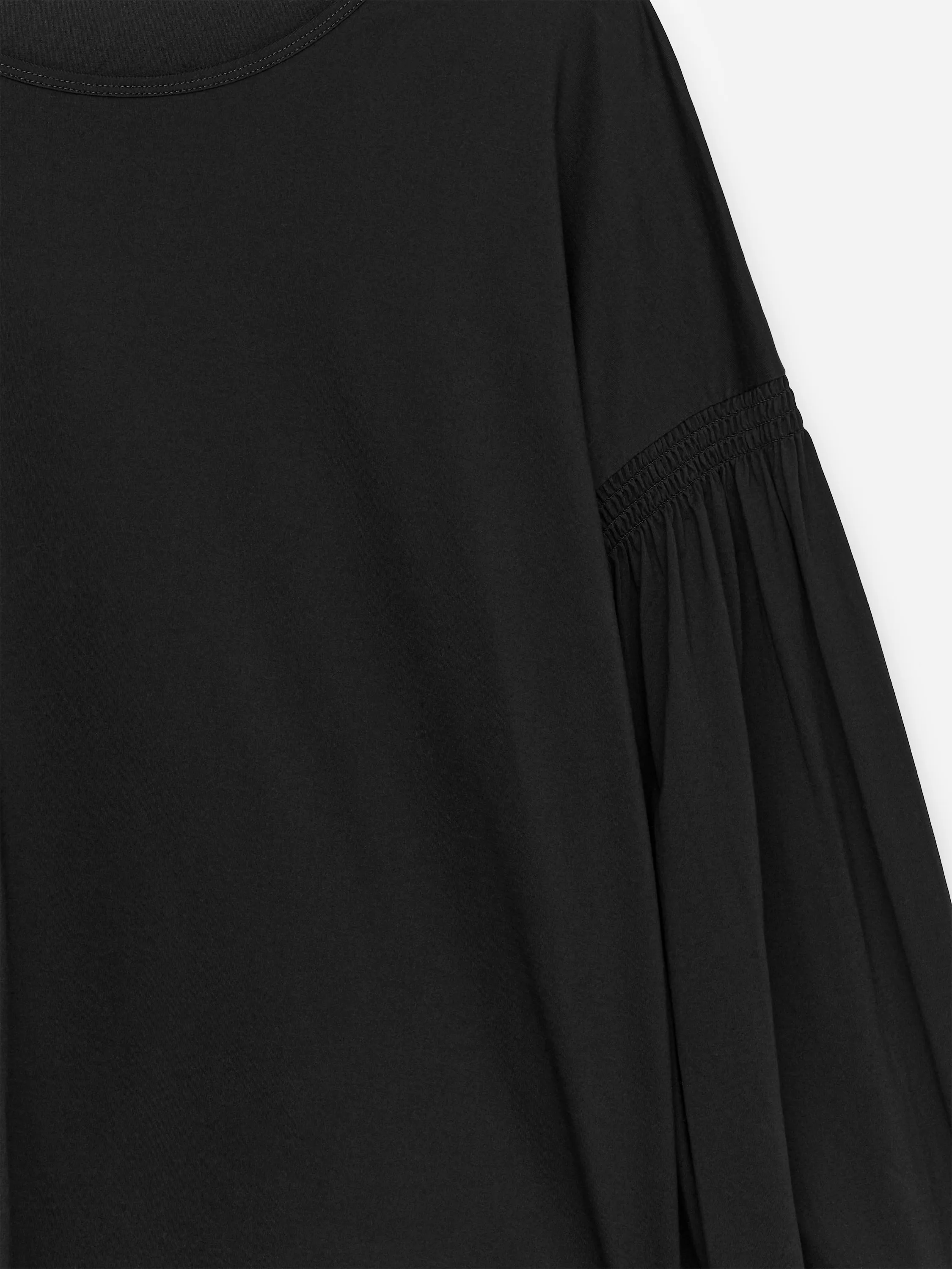 Chemisier en coton à manches bouffantes - Noir