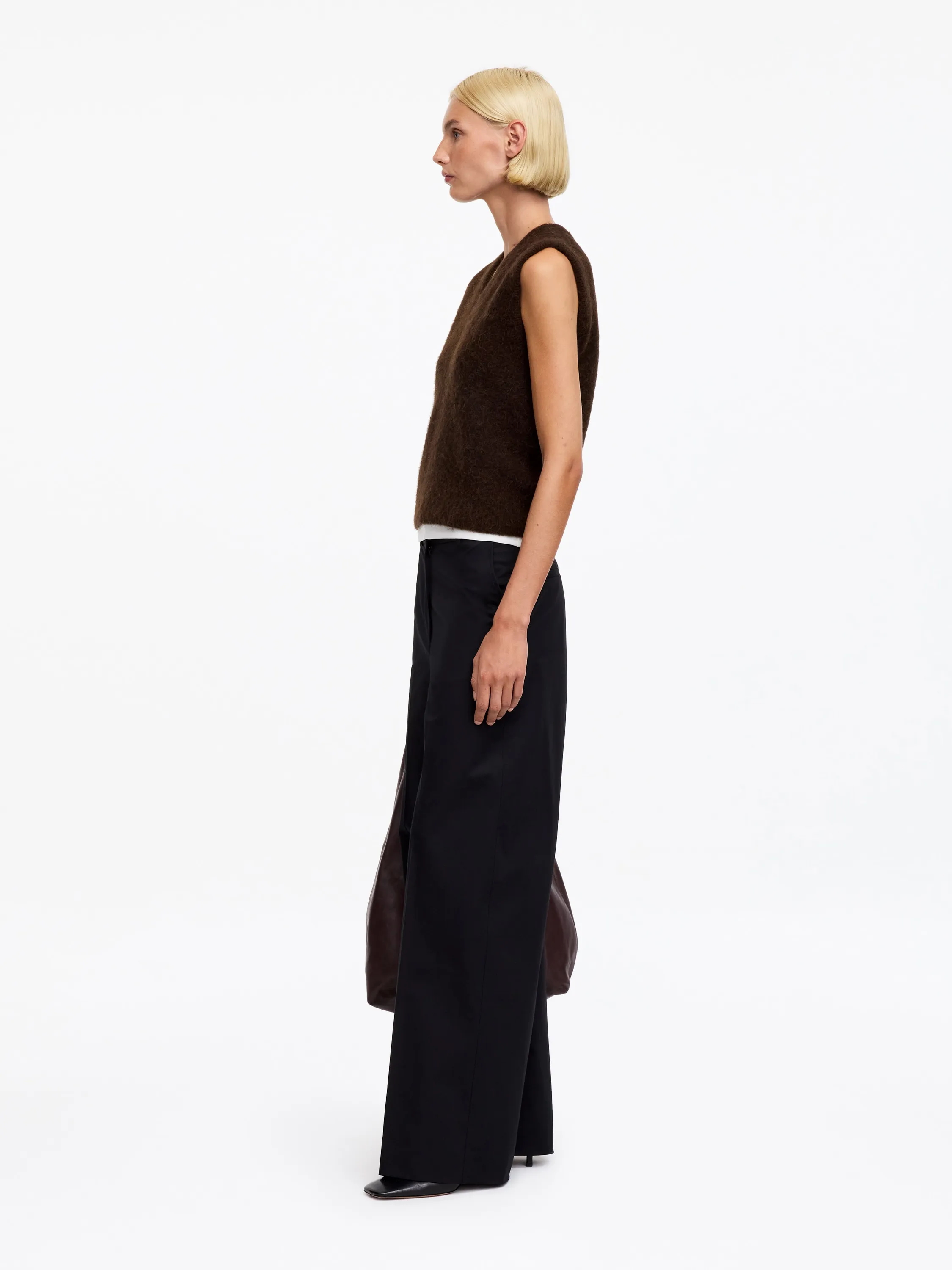 Gilet en mélange de laine et d'alpaga - Marron foncé