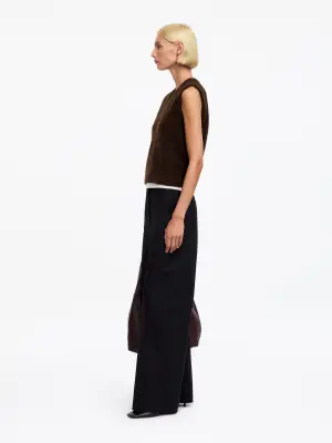 Gilet en mélange de laine et d'alpaga - Marron foncé — photo 1