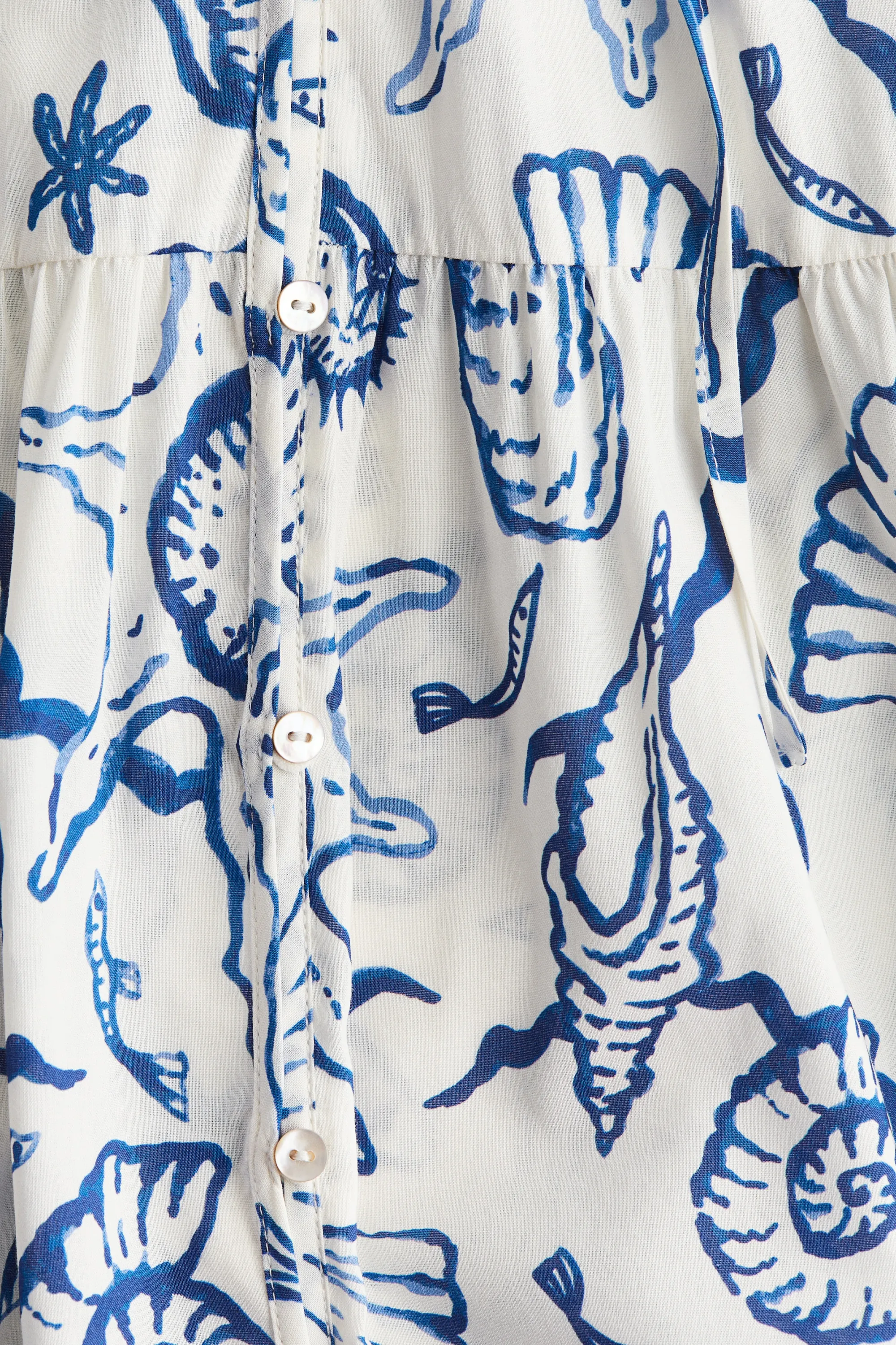 Robe longue à étages - Blanc/coquillages