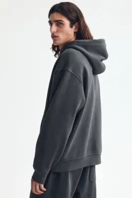 Veste à capuche zippée Loose Fit - Gris foncé — photo 3
