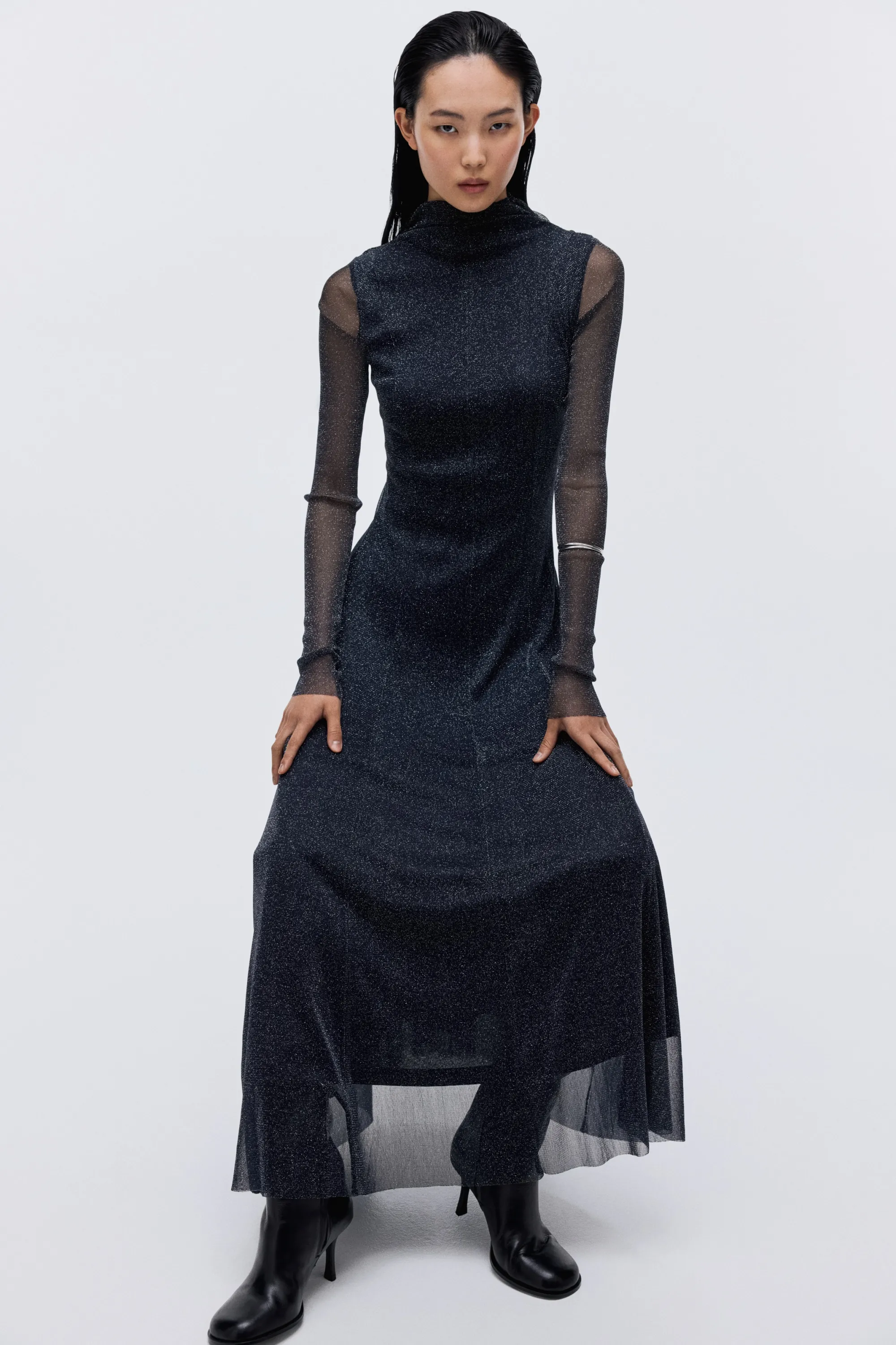 Robe maxi scintillante - Bleu marine