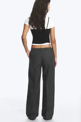 Pantalon de costume taille basse - Mélange gris à fines rayures — photo 1