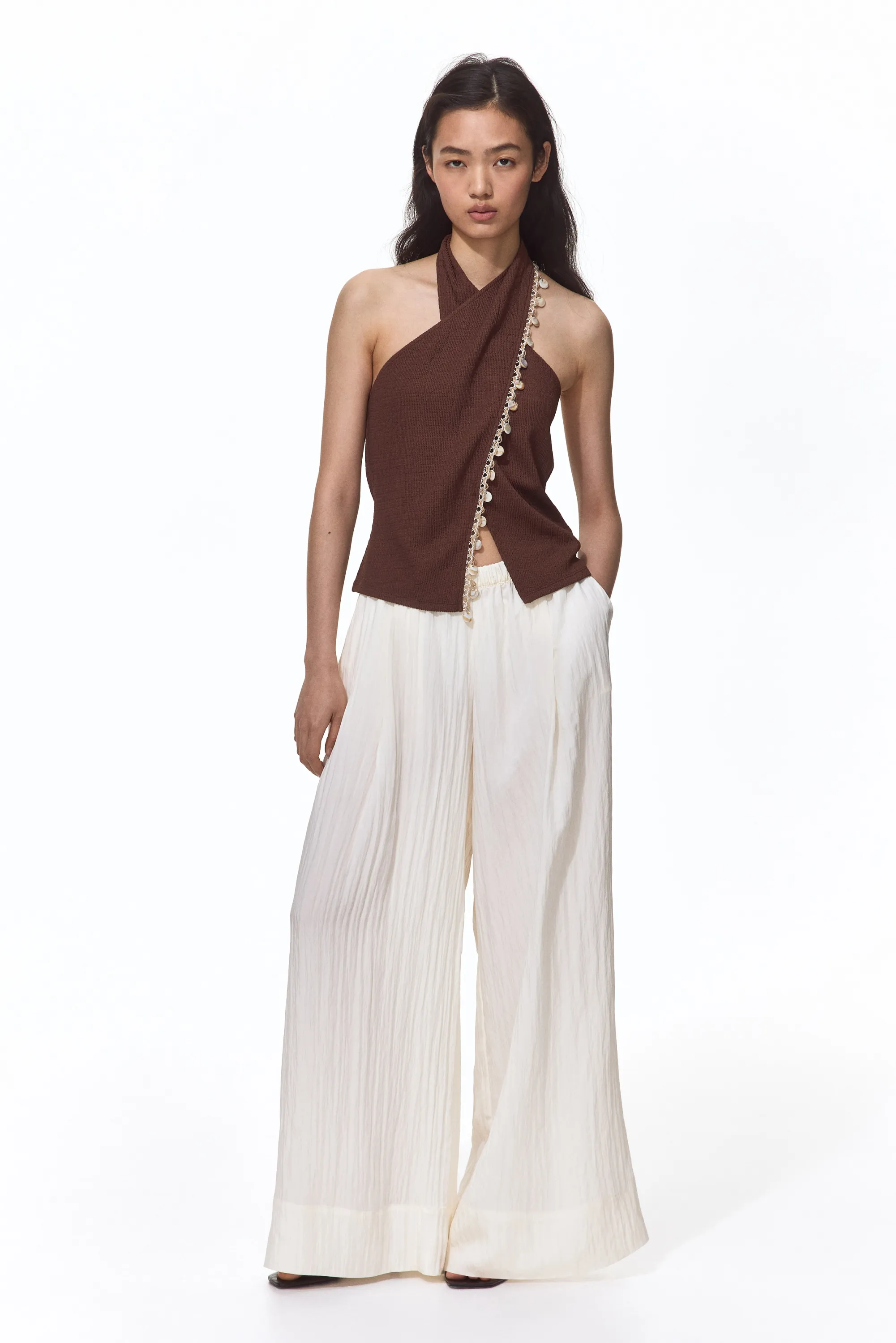 Top dos nu ornementé - Marron foncé