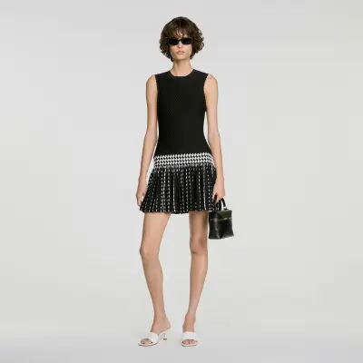 Robe courte en maille à carreaux