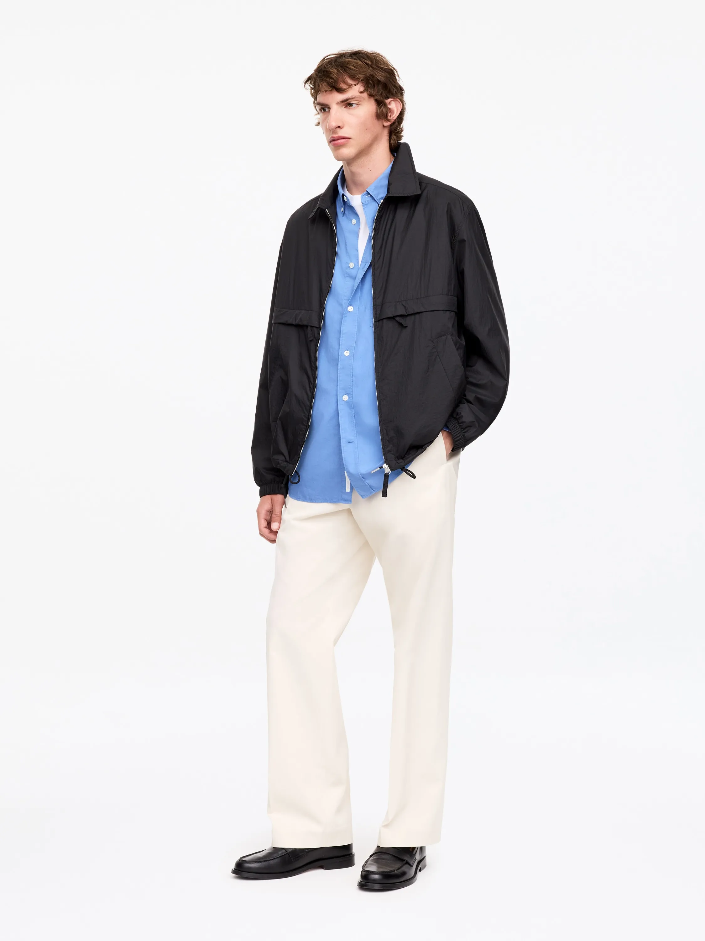 Chemise en popeline décontractée - Bleu